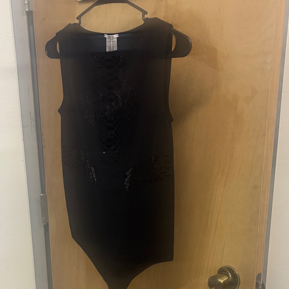 Wolford Black Sleeveless Top with Cutout Pattern